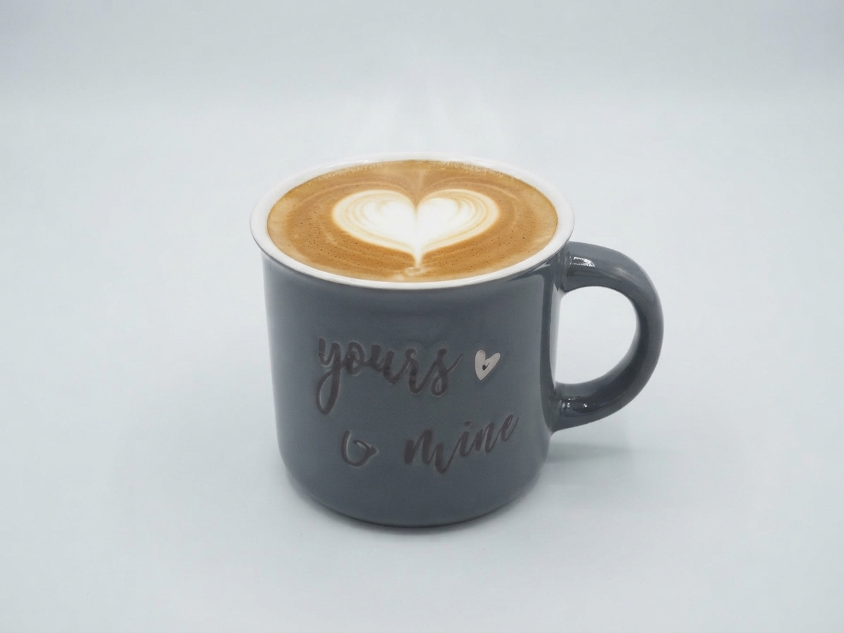 مج سيراميك رمادي داكن بعبارة "Yours & Mine" (Dark Grey Ceramic Mug - Yours & Mine) - الصورة 2